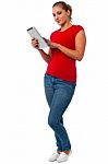 Young Female Using Tablet Pc Stock Photo