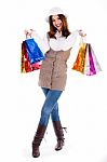 Young Girl Happy With Lot Of Shopping Bags Stock Photo