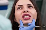 Young Girl Having Dental Check Up Stock Photo