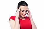 Young Girl Having Serious Headache Stock Photo