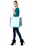 Young Girl Holding Shopping Bags Stock Photo