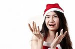 Young Girl With Christmas Hat Stock Photo