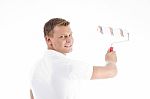 Young Guy Holding Rolling Brush Stock Photo