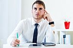 Young Handsome Man Working In His Office Stock Photo