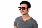 Young Happy Man Wearing Dark Sunglasses Stock Photo