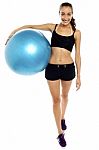 Young Healthy Lifestyle Woman With Pilates Exercise Ball Stock Photo