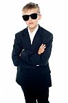 Young Kid Wearing Sunglasses Stock Photo