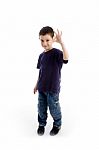 Young Kid With Okay Hand Gesture Stock Photo