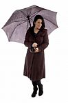 Young Lady Holding Umbrella Stock Photo