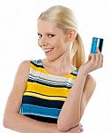 Young Lady Showing Credit Card Stock Photo