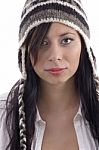 Young Lady Wearing Woolen Cap Stock Photo