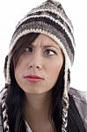 Young Lady Wearing Woolen Cap Stock Photo