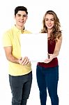 Young Love Couple With Pizza Box Stock Photo