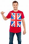 Young Male Holding UK Flag Stock Photo