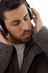 Young Male Listening Music Stock Photo