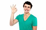 Young Male Showing Ok Sign Stock Photo