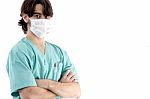 Young Male Surgeon With Facial Mask Stock Photo