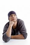 Young Male Wearing Winter Cap Stock Photo