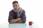 Young Male With Coffee Mug Stock Photo