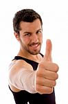 Young Male With Thumbs Up Stock Photo