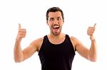 Young Male With Thumbs Up Stock Photo