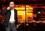 Young Man And Coffee Cup In Hand Use For People Hot Drink Bevera Stock Photo