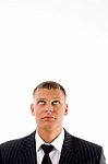 Young Man Looking Upwards Stock Photo