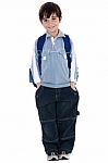 Young School Boy Standing Stock Photo