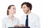 Young Secretaries Typing In Keyboard Stock Photo