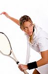 Young Tennis Player With Racket Stock Photo