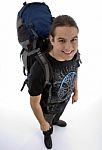 Young Traveler With Backpack Stock Photo