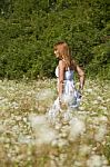 young Woman In Meadow Stock Photo