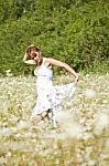 young Woman In Meadow Stock Photo