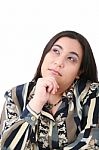 Young Woman Looking Up Stock Photo