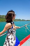 Young Woman On The Boat Stock Photo