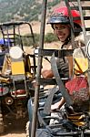 Young Woman Riding Atv Stock Photo