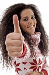 Young Woman Showing Thumb Up Stock Photo