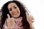 Young Woman Showing Thumb Up Stock Photo