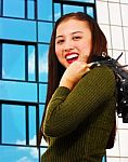 Young Woman Standing In Building Stock Photo