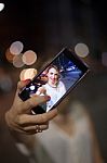 Young Woman Taking Selfie In The City Stock Photo