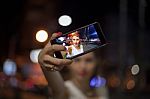 Young Woman Taking Selfie In The City Stock Photo