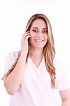 Young Woman Talking On Phone Stock Photo