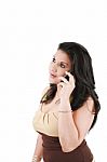 Young Woman Talking Over Phone Stock Photo