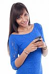 Young Woman Text Messaging Stock Photo