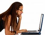 Young Woman Using Computer Stock Photo