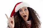 Young Woman Wearing Christmas Hat Stock Photo