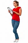 Young Womanl Using Tablet Pc Stock Photo