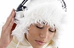 Youth Girl Listening To Music With Headphones Stock Photo