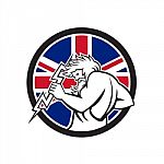 Zeus With Thunderbolt Union Jack Flag Icon Stock Photo