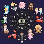 Zodiac Color Sign Symbol Cartoon Illustration Stock Photo